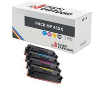 Pulpo Cartucho - Pack 4 Toner Genérico W2030X, W2031X, W2032X, W2033X Compatible con HP 415X / W2030, W2031, W2032, W2033 -Para Color LaserJet Pro M454DN, M454DW, MFP M479DW, M479FDN, M479FDW, M479FNW