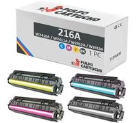 Pulpo Cartucho - Pack 4 Toner Genérico W2410A, W2411A, W2412A, W2413A Compatible con HP 216A / W2410, W2411, W2412, W2413 - Valido para Impresoras Color LaserJet Pro M155 / MFP M182n, M183fw
