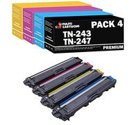 Pulpo Cartucho - Pack 4 Toner TN243 / TN247 Compatible con Brother TN-243 / TN-247 - Pack 4 - Valido para Impresoras DCP L/HL L/MFC L - (1 Negro, 1 Cyan, 1 Magenta y 1 Amarillo)