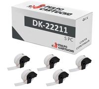 Pulpo Cartucho - Pack 5 Rollos Cinta Continua DK22211 Compatible con Brother DK-22211 - Cinta Continua para Etiquetas personalizadas 29 mm - Para Impresoras P-Touch QL