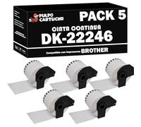 Pulpo Cartucho - Pack 5 Rollos Cinta Continua DK22246 Compatible con Brother DK-22246 - Cinta Continua Genérica 103 mm - Para Impresoras P-Touch QL1050, QL1050N,QL1060N, QL1100, QL1110NWB