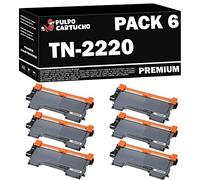 Pulpo Cartucho - Pack 6 Toner Genérico TN2220 Negro Compatible con Brother TN-2220 - para Impresoras DCP 7055 7055W 7060 7060D 7065DN / HL 2130 2135W 2240D 2250DN 2270DW / MFC 7360N 7460DN 7860DW
