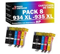 Pulpo Cartucho - Pack 8 Cartucho de Tinta 934 XL / 935 XL Compatible con HP Ref. C2P23AE / C2P24AE / C2P24AE / C2P26AE - Alta Capacidad - Valido para Impresoras Officejet/Officejet Pro