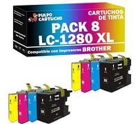 Pulpo Cartucho - Pack 8 Cartuchos de Tinta LC-1280 XL CMYK Compatible con Brother/Ref. LC1280 XL - Pack 8 - Valido para Impresoras MFC-J5910 DW/MFC-J6510 DW/MFC-J6710 DW/MFC-J6910 DW
