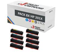 Pulpo Cartucho - Pack 8 Toner Genérico CF400X, CF401X, CF402X, CF403X Compatible con HP 201X - Valido para Impresoras Color Laserjet Pro M250, M252DW, M252N, M270, M274DN, M274N, M277DW, M277N