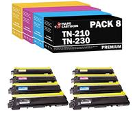Pulpo Cartucho - Pack 8 Toner TN210 / TN230 CMYK Compatible con Brother TN-230 / TN-210 - Valido para Impresoras DCP 9010 / HL 3000, 3040, 3045, 3070, 3075 / MFC 9120, 9125, 9320, 9330