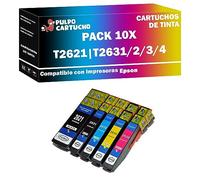 Pulpo Cartucho - Pack de 10 Cartuchos Genéricos 26XL Compatibles con Epson T2621, T2631, T2632, T2633, T2634 - para Expression Premium XP-520, 605, 610, 615, 620, 625, 700, 710, 720, 800, 810, 820