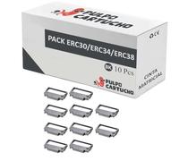 Pulpo Cartucho - Pack de 10 Cintas Matriciales ERC30 / ERC34 / ERC38 Negro Compatibles con Epson ERC-30 / ERC-34 / ERC-38 / Ref. C43S015374 - Valido para Impresoras Matriciales Epson (Ver Descripción)