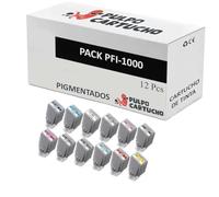 Pulpo Cartucho - Pack de 12 Cartuchos de Tinta Pigmentada Genéricos PFI 1000 Compatibles con Canon PFI1000 - Valido para Impresoras Imageprograf Pro 1000, iPF Pro 1000