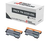 Pulpo Cartucho - Pack de 2 Toner Compatibles con Brother TN-2220-XXL Negro