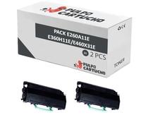 Pulpo Cartucho - Pack de 2 Tóner Compatibles con Lexmark E260/E360/E460