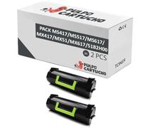 Pulpo Cartucho - Pack de 2 Toner Compatibles con Lexmark MS-MX417/517/617