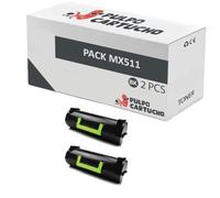 Pulpo Cartucho - Pack de 2 Toner Genéricos MX510 / MX511 / MX611 Negro Compatibles con Lexmark 60F2X00/602X - para MX510de, MX511de, MX511dhe, MX511dte, MX610de, MX611de, MX611dhe, MX611dte