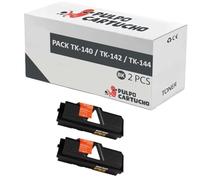 Pulpo Cartucho - Pack de 2 Toner Genéricos TK-140 / TK-142 / TK-144 Negro compatibles con Kyocera TK140 / TK142 / TK144 / 1T02H50EU0 - Valido para Impresoras FS-1100 / FS-1100N / FS-1100TN