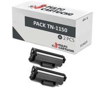 Pulpo Cartucho - Pack de 2 Toner TN1150 Negro Compatible con Brother TN-1150 - Valido para Impresoras DCP L1640W/L1642W/L1642WXL/L1660W, HL L1240W/L1242W/L1242WXL