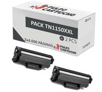 Pulpo Cartucho - Pack de 2 Toner TN1150XXL Negro Compatibles con Brother TN-1150-XXL - Valido para Impresoras DCP L1640W/L1642W/L1642WXL/L1660W, HL L1240W/L1242W/L1242WXL