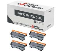 Pulpo Cartucho - Pack de 4 Toner Compatibles con Brother TN2220XL Negro