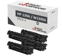 Pulpo Cartucho - Pack de 4 Toner Genérico W1390A Negro Compatible con HP 139A - Valido para Impresoras LaserJet Pro 3001, 3002, 3003, 3004, LaserJet Pro MFP 3002, 3101, 3102, 3103, 3104