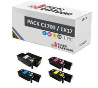 Pulpo Cartucho - Pack de 4 Toner Genéricos C1700 / CX17 Compatibles con Epson C-1700 / CX-17 - 1 BK / 1 C / 1 M / 1 Y - para Impresoras Aculaser C1700N, C1750W, CX17, CX17NF, CX17WF