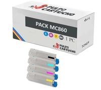 Pulpo Cartucho - Pack de 4 Toner Genéricos MC860 (BK/C/M/Y) Compatibles con Oki MC 860 / Ref. 44059212/44059211/44059210/44059209 - Valido para Impresoras MC860CDTN, MC860CDXN, MC860DN, CX2633