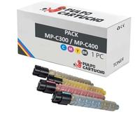 Pulpo Cartucho - Pack de 4 Toner Genéricos MP C300 / MP C400 Compatibles con Ricoh - 1BK / 1C / 1M / 1Y - para Aficio MP-C300/C300ht/C300hw/C300sr/C400/C400sr/C401/C401sp/c401spf/C401zsp/C401zsrsp