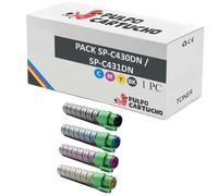 Pulpo Cartucho - Pack de 4 Toner Genéricos SP C430DN / SP C431DN Compatibles con Ricoh - para Impresoras Aficio SP C430, C430dn, C431, C431dn, C431dn-hs, C431dnht, C431dnhw, C440, C441dn