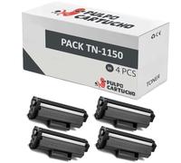 Pulpo Cartucho - Pack de 4 Toner TN1150 Negro Compatible con Brother TN-1150 - Valido para Impresoras DCP L1640W/L1642W/L1642WXL/L1660W, HL L1240W/L1242W/L1242WXL