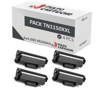Pulpo Cartucho - Pack de 4 Toner TN1150XXL Negro Compatibles con Brother TN-1150-XXL - Valido para Impresoras DCP L1640W/L1642W/L1642WXL/L1660W, HL L1240W/L1242W/L1242WXL