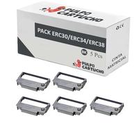 Pulpo Cartucho - Pack de 5 Cintas Matriciales ERC30 / ERC34 / ERC38 Negro Compatibles con Epson ERC-30 / ERC-34 / ERC-38 / Ref. C43S015374 - Valido para Impresoras Matriciales Epson (Ver Descripción)