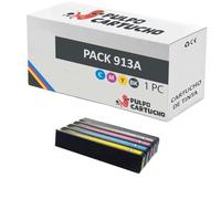 Pulpo Cartucho - Pack de Cartuchos de Tinta 913A Compatibles con HP 913A - 1BK/1C/1M/1Y - Valido Impresoras PageWide 352, MFP 377 / Pro 450, 452, 470, 477, 552, 570, 577/Managed MFP P57750dw, P55250dw