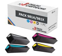 Pulpo Cartucho - Pack de Cartuchos de Tinta Compatibles con HP 981A / 981X