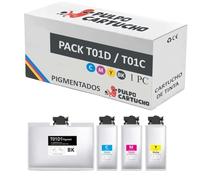 Pulpo Cartucho - Pack de Cartuchos de Tinta Pigmentada Genéricos T01D / T01C - Uno de Cada Color - Compatibles con Epson - para Workforce Pro WF C529R,C529RDTW,C529RDW,C579R,C579RD2TWF,C579RDTWF