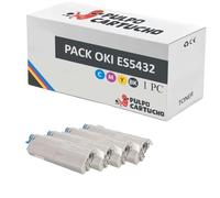Pulpo Cartucho - Pack de Toner ES5432, ES5442, ES5463, ES5473 Negro, Cyan, Magenta, Amarillo Compatible con Oki - Valido para Executive ES5432dn, ES5442dn, ES5463dn MFP, ES5473