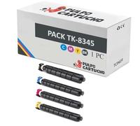 Pulpo Cartucho - Pack de Toner Genérico TK-8345 Compatibles con Kyocera TK8345BK/TK8345C/TK8345M/TK8345Y-1T02L70NL0/1T02L7CNL0/1T02L7BNL0/1T02L7ANL0 - Valido para Impresoras TASKalfa 2552ci / 2553ci