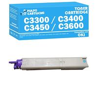 Pulpo Cartucho - Toner C3300 / C3400 / C3450 / C3600 Cyan Compatible con Oki 43459435 - Valido para Impresoras Oki C3300 / C3300 / C3300N / C3400 / C3400N / C3450 / C3450N / C3600