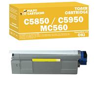 Pulpo Cartucho - Toner C5850 / C5950 / MC560 Amarillo Compatible con Oki 43865721 - Valido Oki C5850, C5850DN, C5850N, C5950, C5950CDTN, C5950DN, C5950DTN, C5950N, C6150, MC560DN, MC560N, MC560 Plus