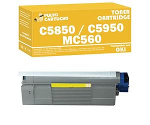 Pulpo Cartucho - Toner C5850 / C5950 / MC560 Amarillo Compatible con Oki 43865721 - Valido Oki C5850, C5850DN, C5850N, C5950, C5950CDTN, C5950DN, C5950DTN, C5950N, C6150, MC560DN, MC560N, MC560 Plus