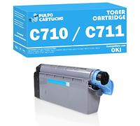 Pulpo Cartucho - Toner C710 / C711 Cyan Compatible con Oki 44318607 - Valido para Impresoras Oki C 710Cdtn / C 710DN / C 710DTN / C 710N / C 711Cdtn / C 711DN / C 711DTN / C 711N / C 711WT