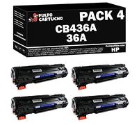 Pulpo Cartucho - Toner CB436A Negro Compatible con HP CB436A / Ref. 36A - Pack 4 - Valido para Impresoras LaserJet M1120, M1522n, M1522nf, P1503, P1503n, P1504, P1504n, P1505, P1505n, P1506, P1506n