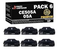 Pulpo Cartucho - Toner CE505A Premium Negro Compatible con HP CE505A / Ref. 05A - Pack 6 - Valido para Impresoras Laserjet P2030,P2033,P2034,P2035,P2036,P2037,P2050,P2053,P2054,P2055,P2056,P2057