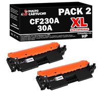 Pulpo Cartucho - Toner CF230A XL Premium (6.000 Pág.) Negro Compatible con HP CF230A XL Premium (6.000 Pág.) / Ref. 30A - Pack 2 - Valido para Impresoras Laserjet Pro M203 / M220 / M227