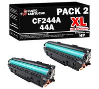 Pulpo Cartucho - Toner CF244A XL (Alta Capacidad) Premium Negro Compatible con HP CF244A XL (Alta Capacidad) Premium/Ref. 44A - Pack 2 - Valido para Impresoras Laserjet Pro M14, M15, M27 / MFP M28