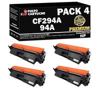 Pulpo Cartucho - Toner CF294A Premium Negro Compatible con HP CF294A Premium/Ref. 94A - Pack 4 - Premium - Valido para Impresoras Laserjet Pro M 118 Dw/MFP M 140 / MFP M 148