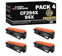 Pulpo Cartucho - Toner CF294X Premium Negro Compatible con HP CF294X Premium/Ref. 94X - Pack 4 - Premium - Valido para Impresoras Laserjet Pro M 118 Dw/MFP M 140 / MFP M 148