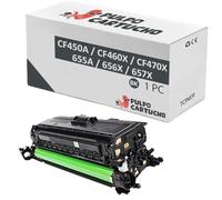 Pulpo Cartucho - Toner CF450A / CF460X / CF470X Negro Compatible con HP CF450A / CF460X / CF470X / Ref. 655A / 656X / 657X - Valido para Color Laserjet Enterprise Flow MFP M681, M682, M652, M653
