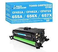 Pulpo Cartucho - Toner CF451A / CF461X / CF471X Cyan Compatible con HP CF451A / CF461X / CF471X / Ref. 655A / 656X / 657X - Valido para Color Laserjet Enterprise Flow MFP M681, M682, M652, M653