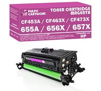 Pulpo Cartucho - Toner CF453A / CF463X / CF473X Magenta Compatible con HP CF453A / CF463X / CF473X / Ref. 655A / 656X / 657X - Valido para Color Laserjet Enterprise Flow MFP M681, M682, M652, M653