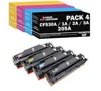 Pulpo Cartucho - Toner CF530A / CF531A / CF532A / CF533A Premium Pack 4 Compatible con HP CF530A / CF531A / CF532A / CF533A / Ref. 205A - Pack 4 - Valido para Laserjet Pro M154 / MFP M180, M181