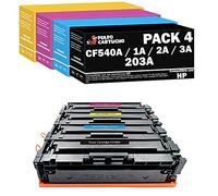 Pulpo Cartucho - Toner CF540A / CF541A / CF542A / CF543A Premium Pack 4 Compatible con HP CF540A / CF541A / CF542A / CF543A / Ref. 203A - Pack 4 - Valido para Color Laserjet Pro M254 /MFP M280, M281