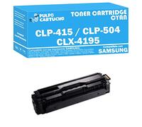Pulpo Cartucho - Toner CLP-415 / CLP-504 / CLX-4195 Cyan Compatible con Samsung CLT-C504S - Remanufacturado - Valido para Impresoras Samsung CLP-415NW|CLX-4195FN/4195FW/4195N|Xpress C1810W/C1860fw